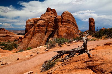 Beautiful Rock Formations In Arches National Park Utah Usa Stock