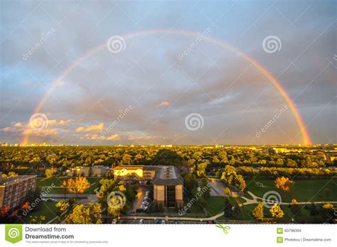 Rainbow Over The City Editorial Stock Image Image Of Canada 83796394
