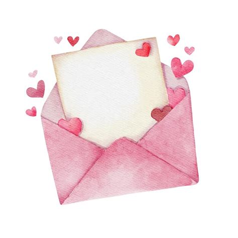 Envelope Rosa Com Papel Em Branco E Cora Es Em Estilo Aquarela Carta