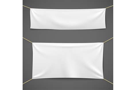 White Textile Banners Blank Fabric Flag Hanging Canvas Sale Ribbon Ho