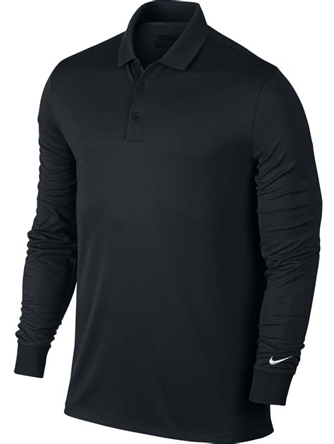 New Nike Victory Solid Long Sleeve Dri Fit Polo Blackwhite Large Shirt