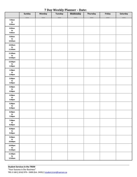 Printable Hourly Schedule Template