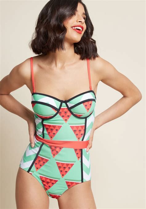 Modcloth Need I Say Shore One Piece Swimsuit In Watermelon Fruit