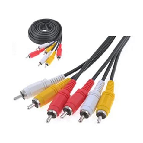 Hfes Hot New Ft Triple Male Rca Composite Audio Video Dvd Tv Cable Cord Black Audio Video Tv