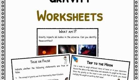 gravity worksheets kindergarten