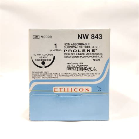 Ethicon Prolene Nw843 Polypropylene Sutures 1 0 At Rs 3102box In Delhi