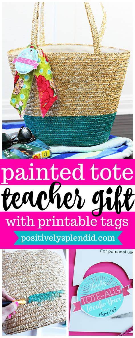 Painted Tote Teacher T With Free Printable Tags Positively