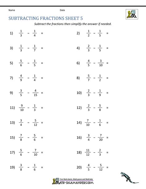 Grade 5 Math Fractions