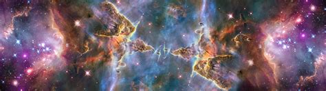 Wallpaper Stars Nebula Atmosphere Multiple Display Universe