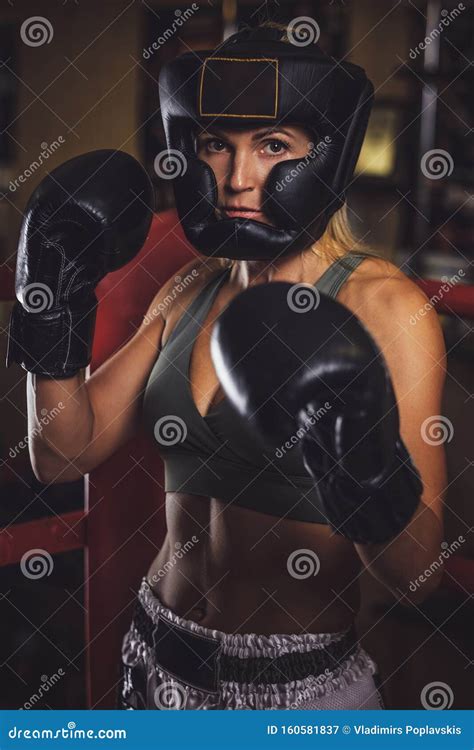 Female Boxer Is Ready To Fight Stock Image Image Of Energy Indoors