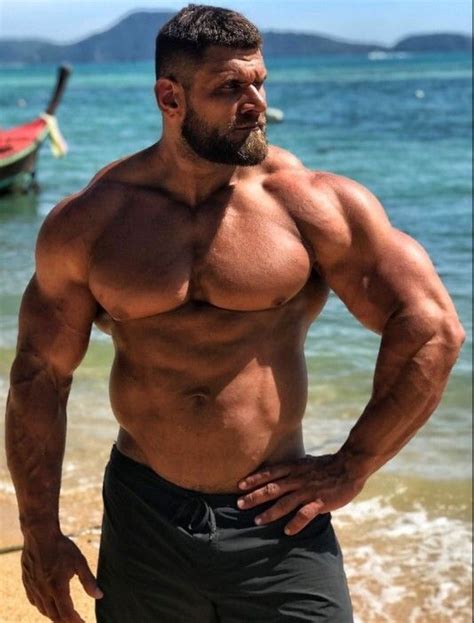 Hot Pecs Biceps Big Muscle Men Beard Muscle Sexy Men