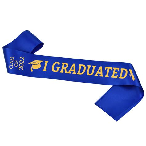 Buy Blue Graduation Sash With Gold Glitter Letter I Graduated Class Of