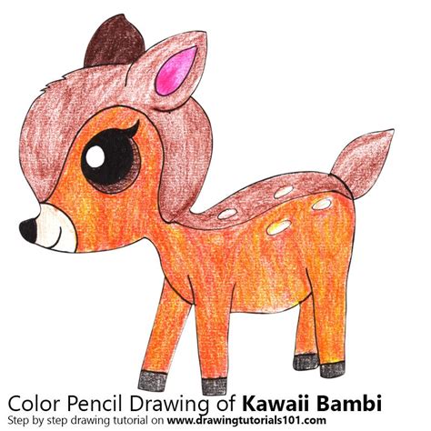 Kawaii Bambi Colored Pencils Drawing Kawaii Bambi With Color Pencils