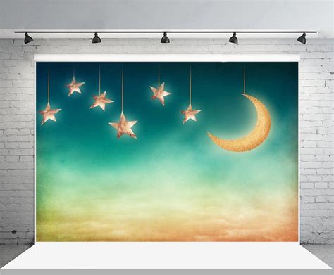 7x5ft Sweet Star Moon Backdrop Dreamy Night Sky Photography Background