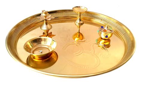 Buy Traditional Pure Brass Puja Pooja Archana Thali Plate Online At