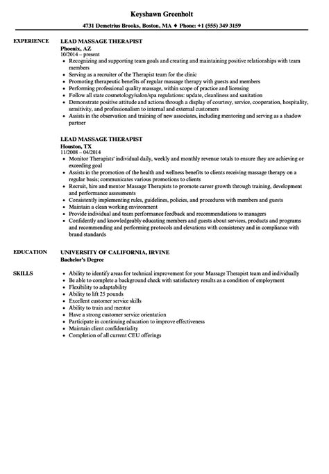Sample Resume For Massage Therapist Mryn Ism