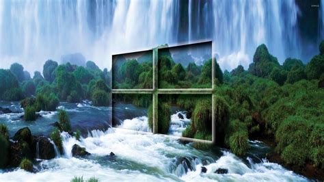 Windows 10 Transparent Logo By The Waterfall Wallpaper Computer