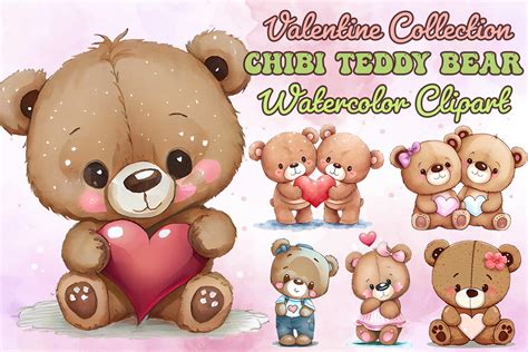 Chibi Teddy Bear Clipart Bundle Graphic By Swirltal · Creative Fabrica