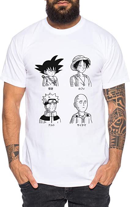 Saitama Luffy Naruto Son Goku Vegeta Herren T Shirt Ball Mens