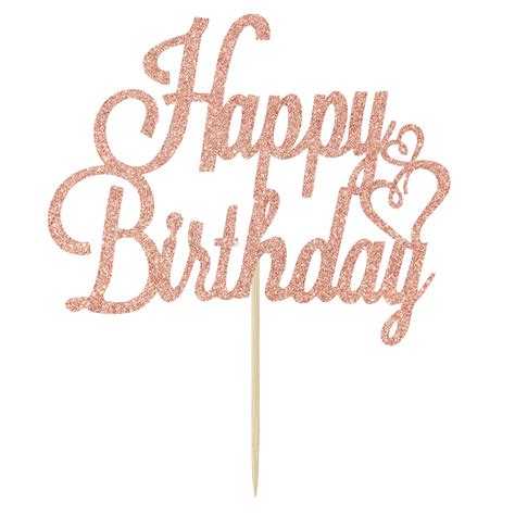 Buy Rose Gold Glitter Happy Birthday Cake Topper Birthday Party Decorations Supplies Online At