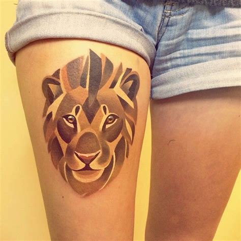 Golden Geometric Lion Leg Tattoo Tattoomagz › Tattoo Designs Ink