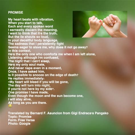 Promise Poem By Bernard F Asuncion Poem Hunter
