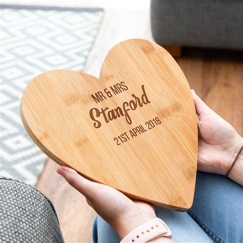 Personalised Wooden Heart Wedding T By Mirrorin