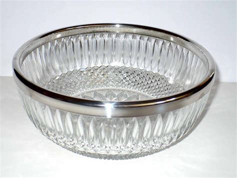Vintage Cut Glass Bowl With Silver Rim 1930 Italy F B Etsy