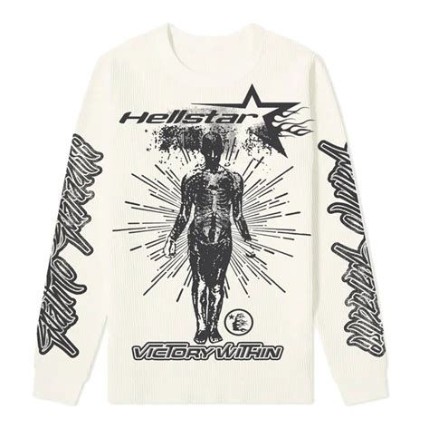Hellstar Cream Ictory Thermal Long Sleeve T Shirt Whats On The Star