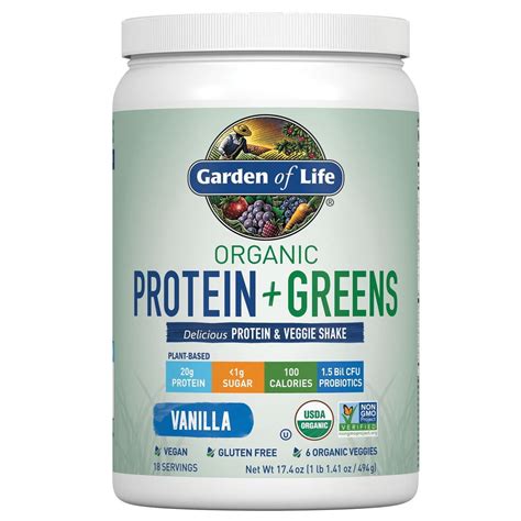 Garden Of Life Organic Plant Protein And Greens Powder Vanilla Shake 20g Protein 11lb 174oz