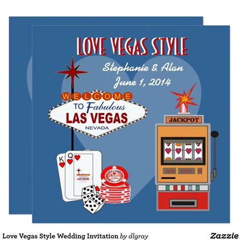 Love Vegas Style Wedding Invitation Las Vegas Wedding Invitations Vegas Themed Wedding Las