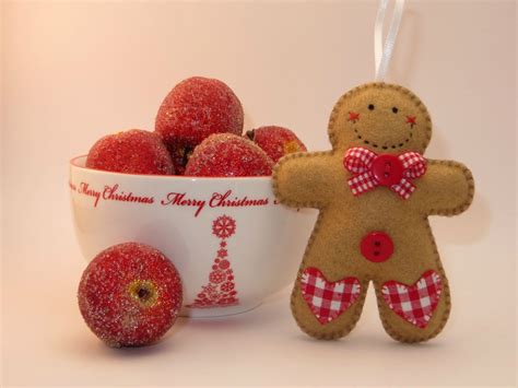 This Gingerbread Man Is Made Of Felt And Handstitched Using Dmc Cotton Embroidery Floss