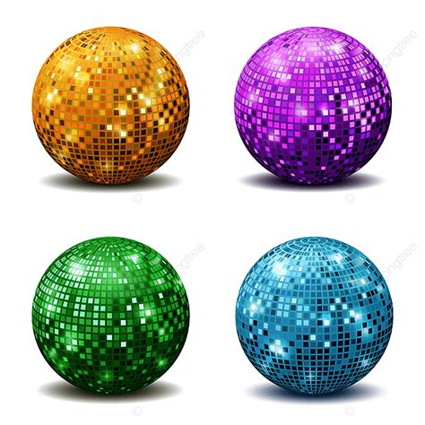 Disco Balls Vector Art Png Color Disco Balls Realistic Reflection
