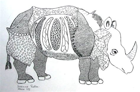 Zentangle muster kunstunterricht malen mandala kunstunterricht kunststunden kawaii kritzeleien heilige geometrie symbole muster malen muster an. Ein Rhinozeros