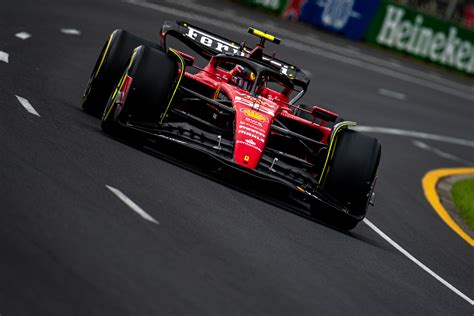 Ferrari Sf 23 Of Carlos Sainz Lost Front Row In A Corner At Albert Park