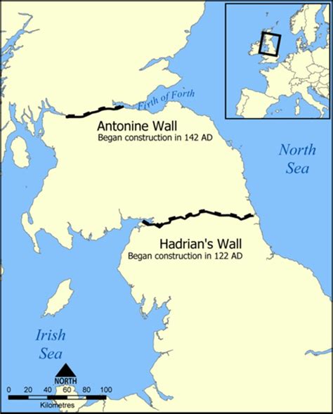 Hadrians Wall Map A Map Of The Location Of Hadrians Wall