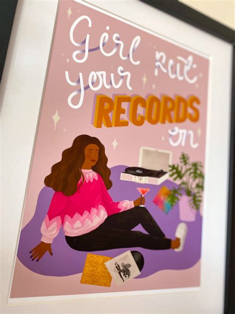 Girl Put Your Records On Art Print Etsy