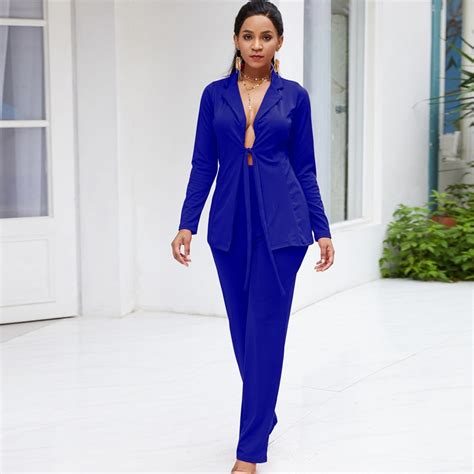 2018 autumn sexy 2 piece clothing pant suits formal ladies office women elegant business work
