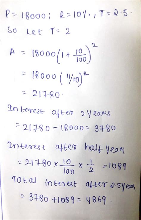 Calculate The Amount And Compound Interest On Rs 18000 For 2 12 Year