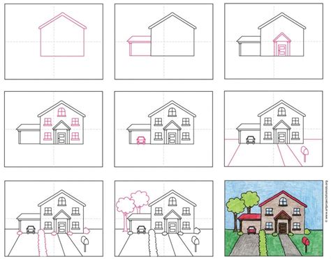 Drawing Of A House Step By Step How To Draw A House Instructions