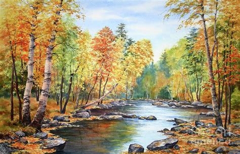 Acrylic Lynchburg Virginia Autumn Trees By River Fall On The River