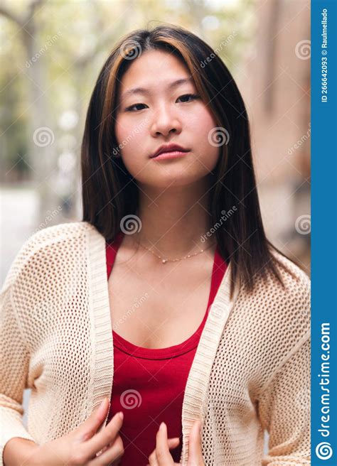 Serious Young Asian Woman Looking At Camera Stock Image Image Of Posing Asian 266642093