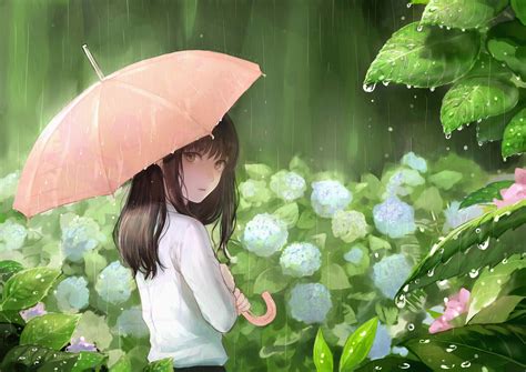 I Umbrella Rain Nature Girl Art Beautiful