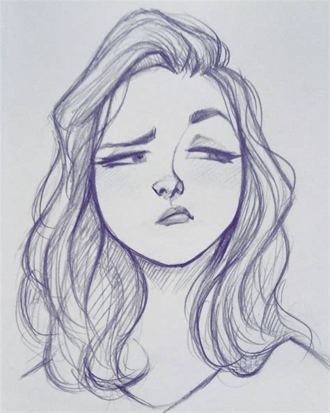 A Drawing Of A Womans Face With Her Eyes Closed