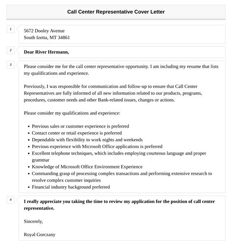 Call Center Representative Cover Letter Velvet Jobs