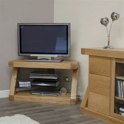 Z Designer Solid Oak Corner Tv Unit Edmunds And Clarke Furniture