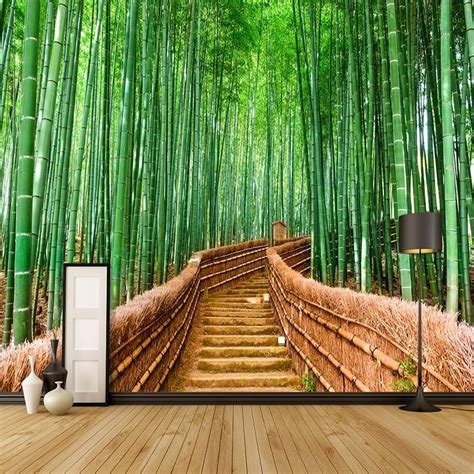 Green Bamboo Path Wallpaper Mural Custom Sizes Available Wall