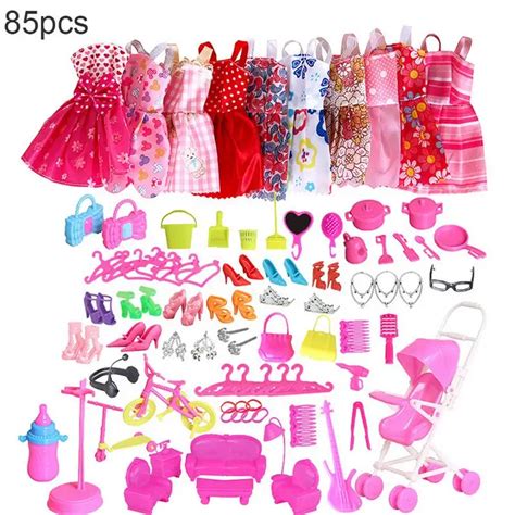 85pcs Fashion Clothing Set 10 Clothes 75 Barbie Accessories Aliexpress