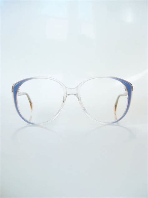 Vintage Blue Eyeglasses Round P3 1960s Glasses Clear Mid Century Modern Optical Frames 60s