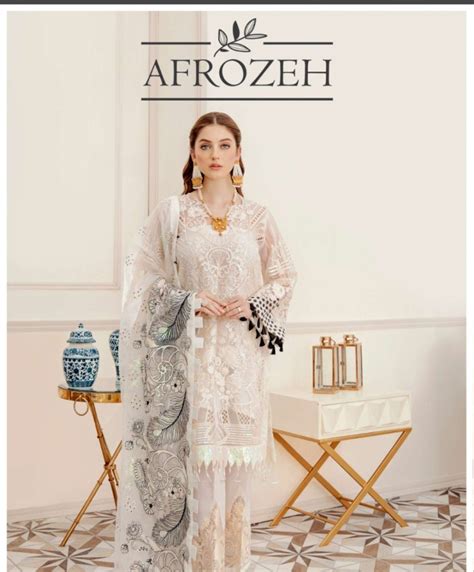 Unstitched Afrozeh White Chiffon Pakistani Suit Dry Clean At Rs 5200 In Chikmagalur